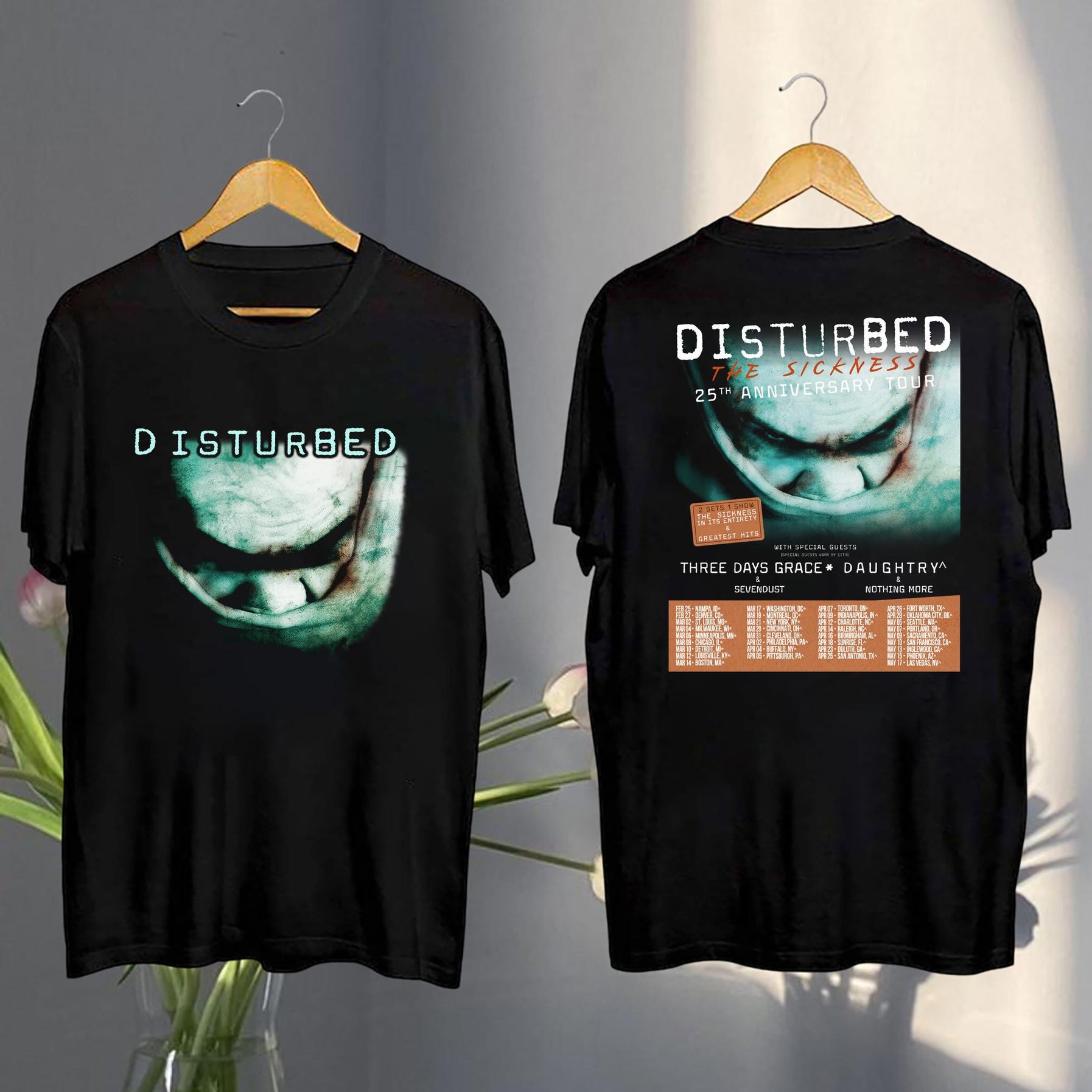 Disturbed Tour 2025 Shirt, Disturbed The Sickness 25Th Anniversary Tour 2025 Merch Shirt, Disturbed Band Merch Shirt, Disturbed Fan Shirt