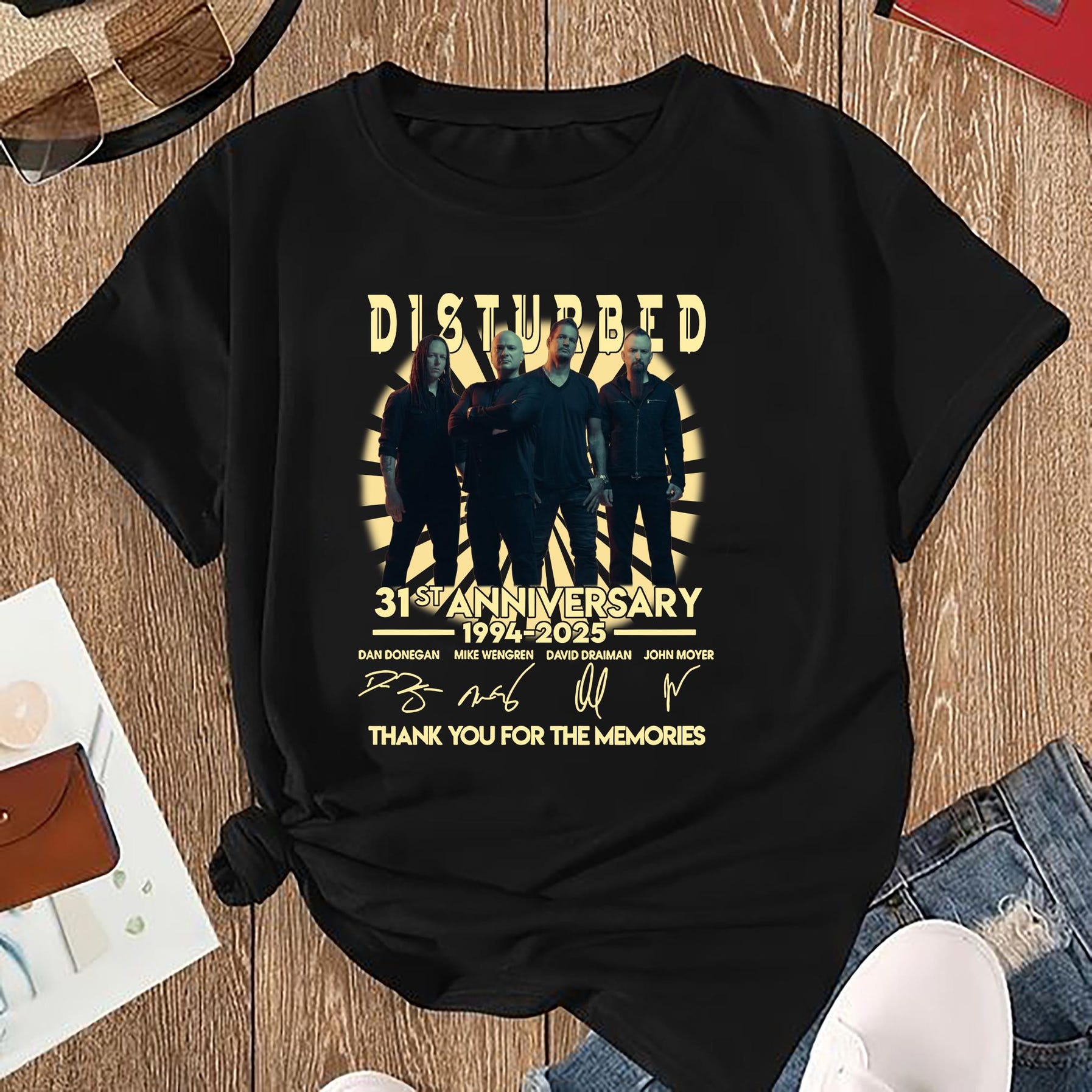 Disturbed 31 Years Signatures Vintage Shirt, The Sickness Tour 2025 Shirt, Disturbed Fan Gift, Disturbed Rock Band Shirt, Disturbed Merch