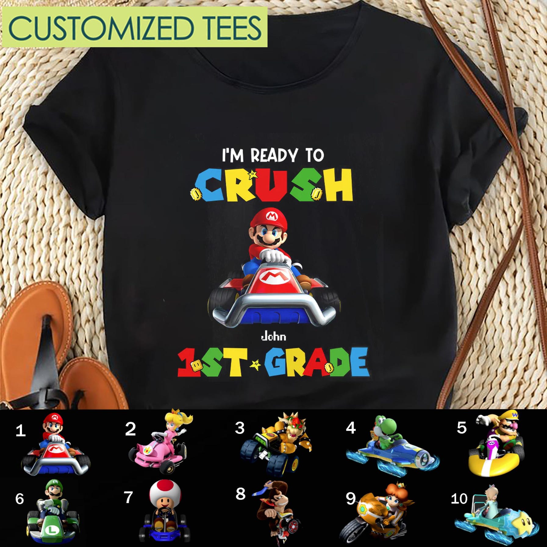 Personalized Super Mario Kids Shirt, Super Mario Shirt, Kids Gifshirt, Mario Family Custom Shirt, Super Mario Fan, Mario Game Shirt