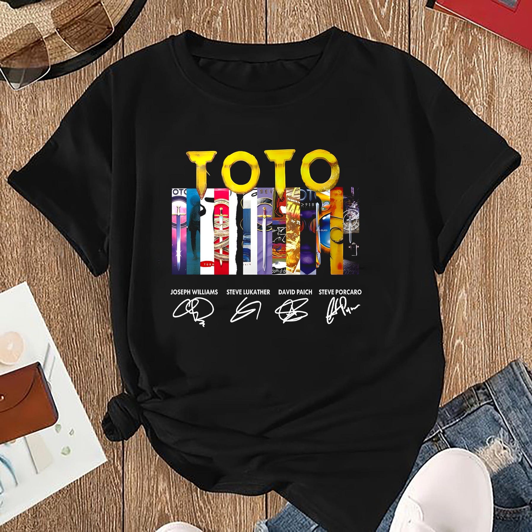 Vintage Toto Band Signatures Shirt, Toto Band World Tour 2025, Toto Fan Gift, Toto Band Merch, Rock Band Toto Shirt, Toto Band Album Shirt