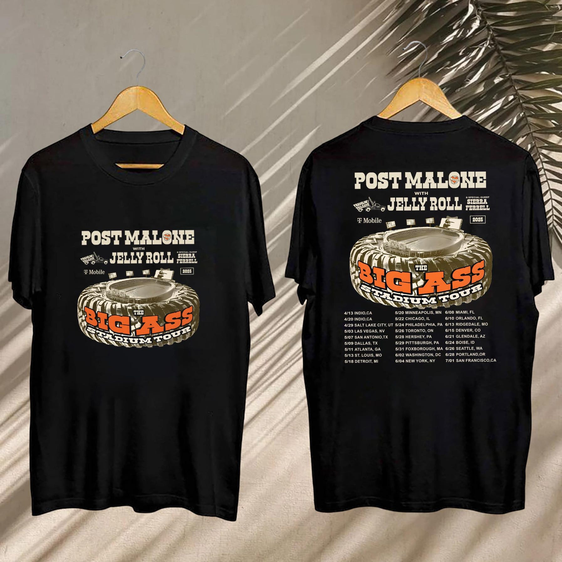 Post Malone Big Ass Stadium Tour 2025 Shirt, Post Malone And Jelly Roll Shirt, Post Malone Fan Shirt, Post Malone Merch, Jelly Roll Shirt