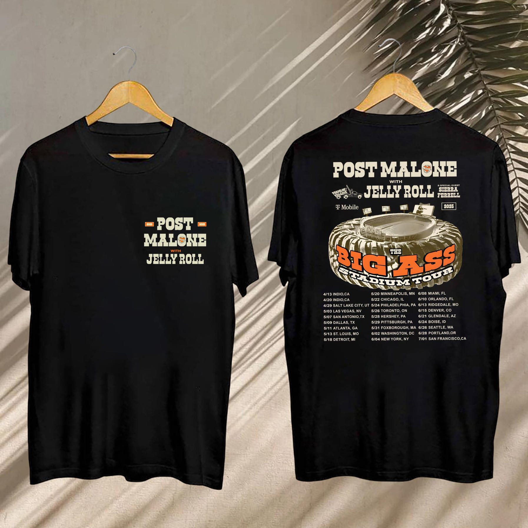 Post Malone And Jelly Roll Tour, Post Malone Big Ass Stadium Tour 2025 Shirt, Post Malone Fan Shirt, Post Malone Merch, Jelly Roll Shirt