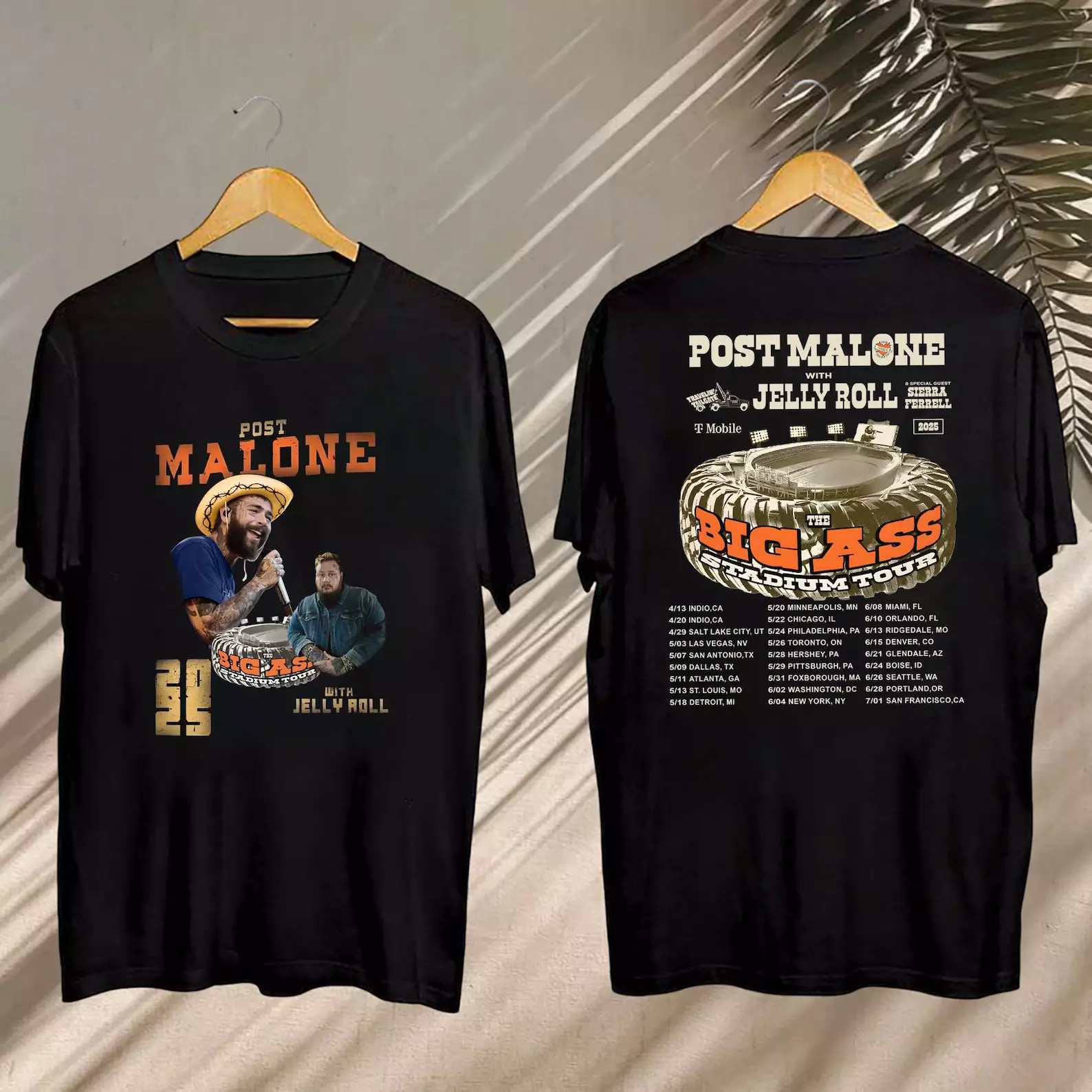 Shirt 2025 Post Malone Big Ass Stadium Tour, Post Malone And Jelly Roll