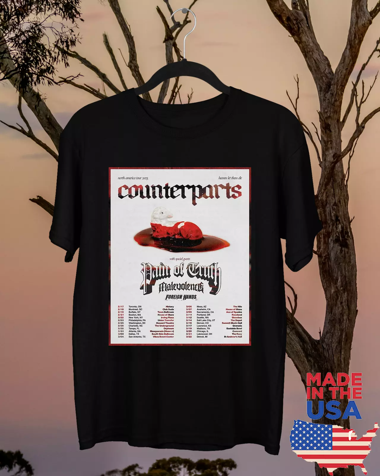 Counterparts Band Tour 2025 Pain Of Truth Shirt 