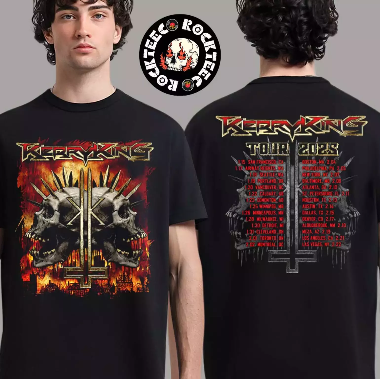 Kerry King Spikey Skull North American Tour 2025 Two Sides Unisex Shirt