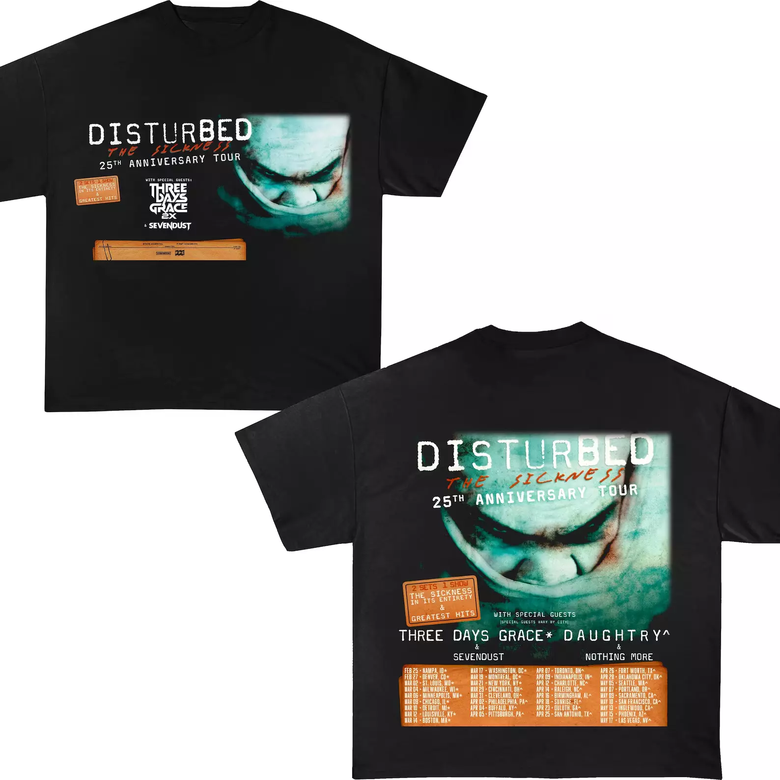 Disturbed The Sickness 25Th Anniversary Tour Shirt Date 2025 Merch, The Sickness 25Th