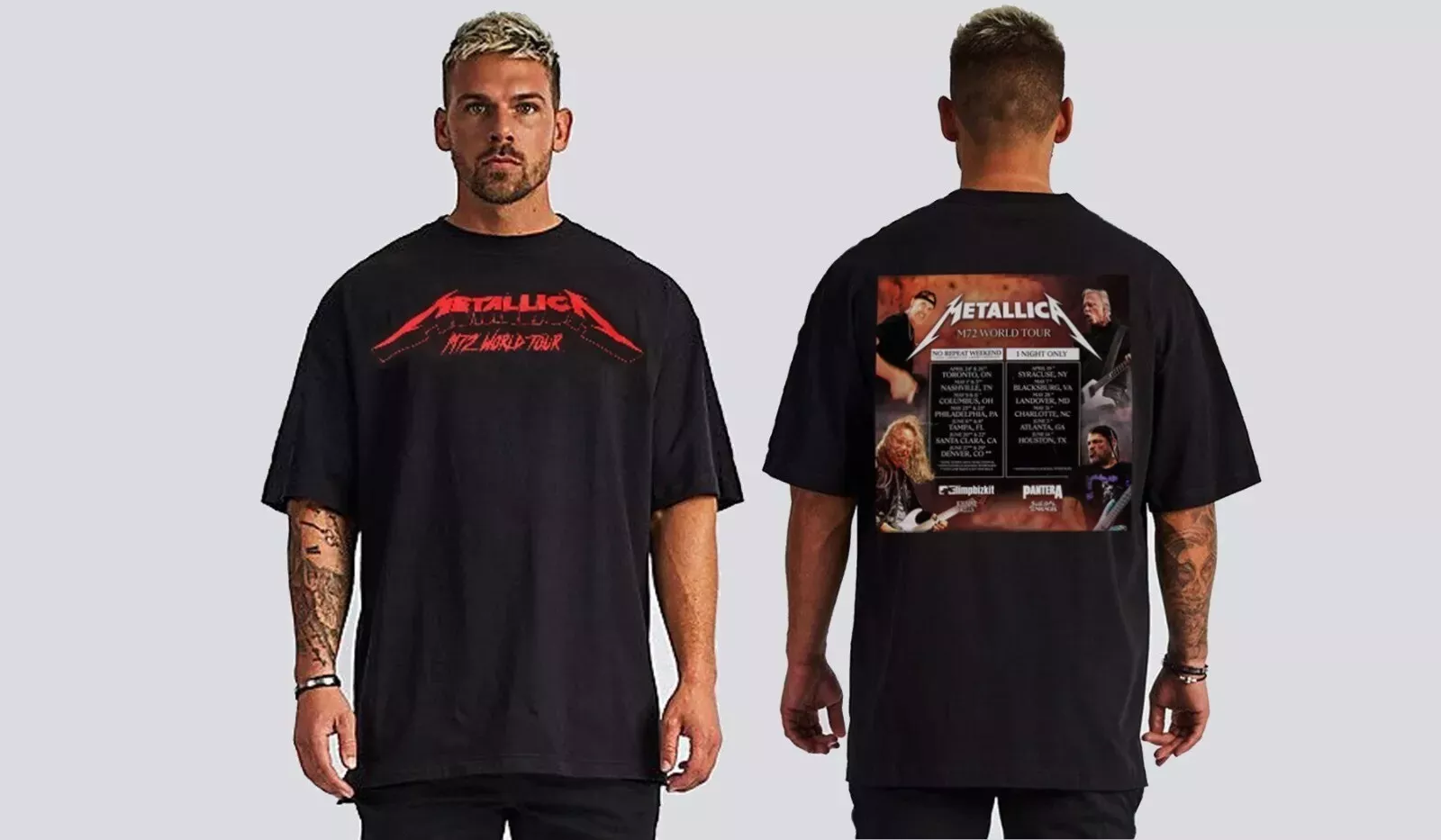Metallica M72 World Tour 2025 Front And Back Print Black Shirt