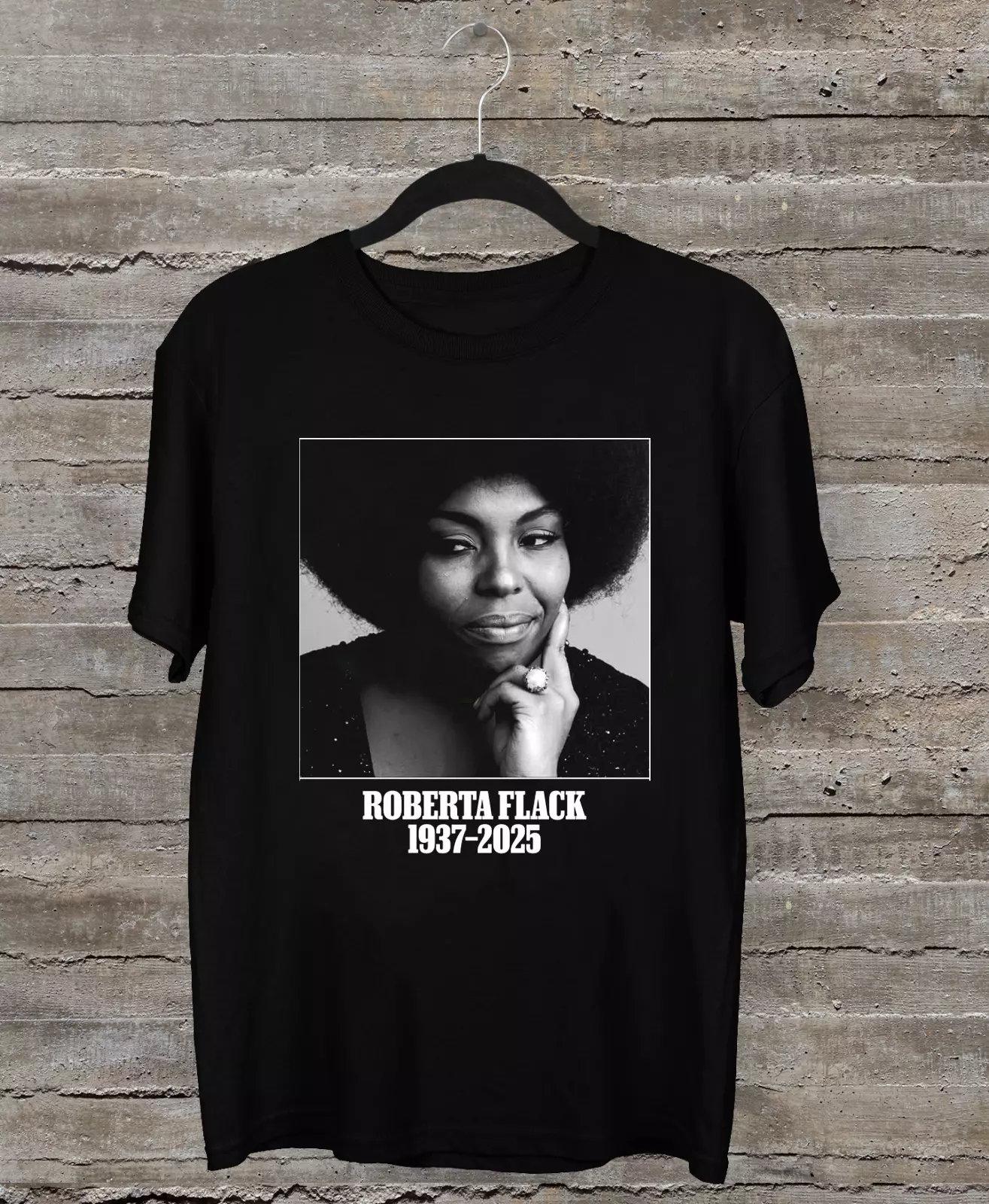 Rip Roberta Flack 1937-2025 Black Shirt Ar940