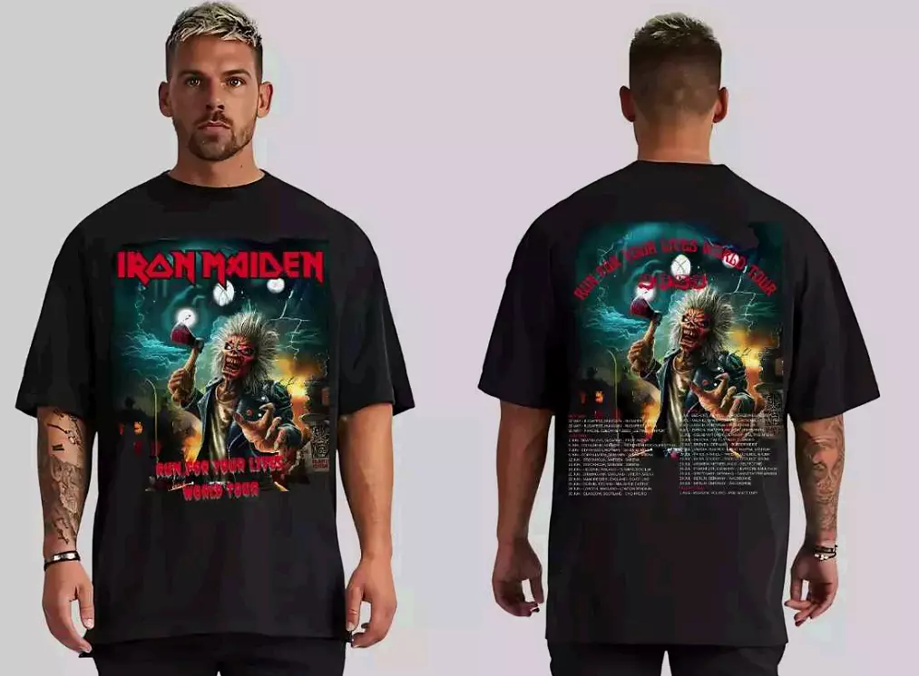 Iron Maiden Run For Your Lives World Tour 2025 Hard Rock Black Shirt