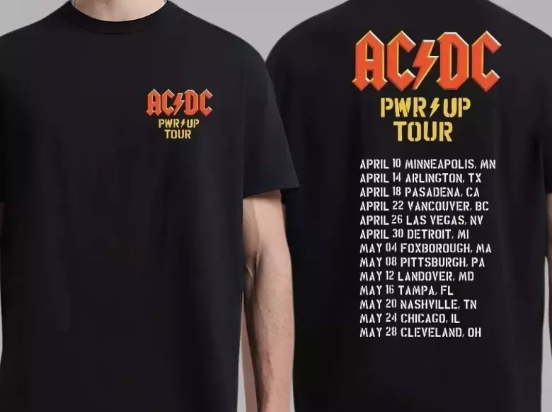 Acdc 2025 Power Up North American Tour Schedule Date Lisshirt