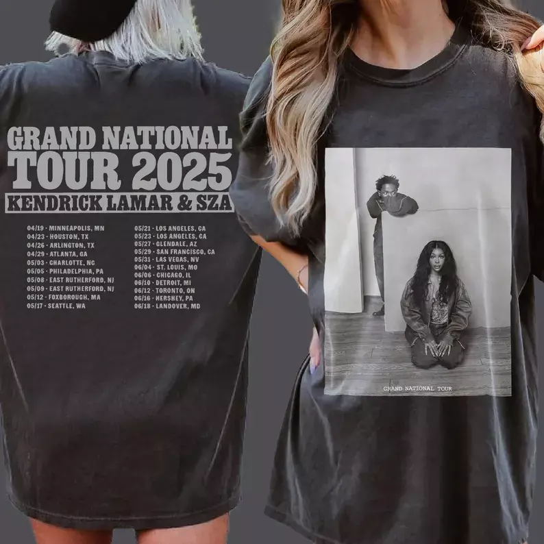 Kendrick Lamar & Sza 2025 Grand National Tour Shirt Front And Back