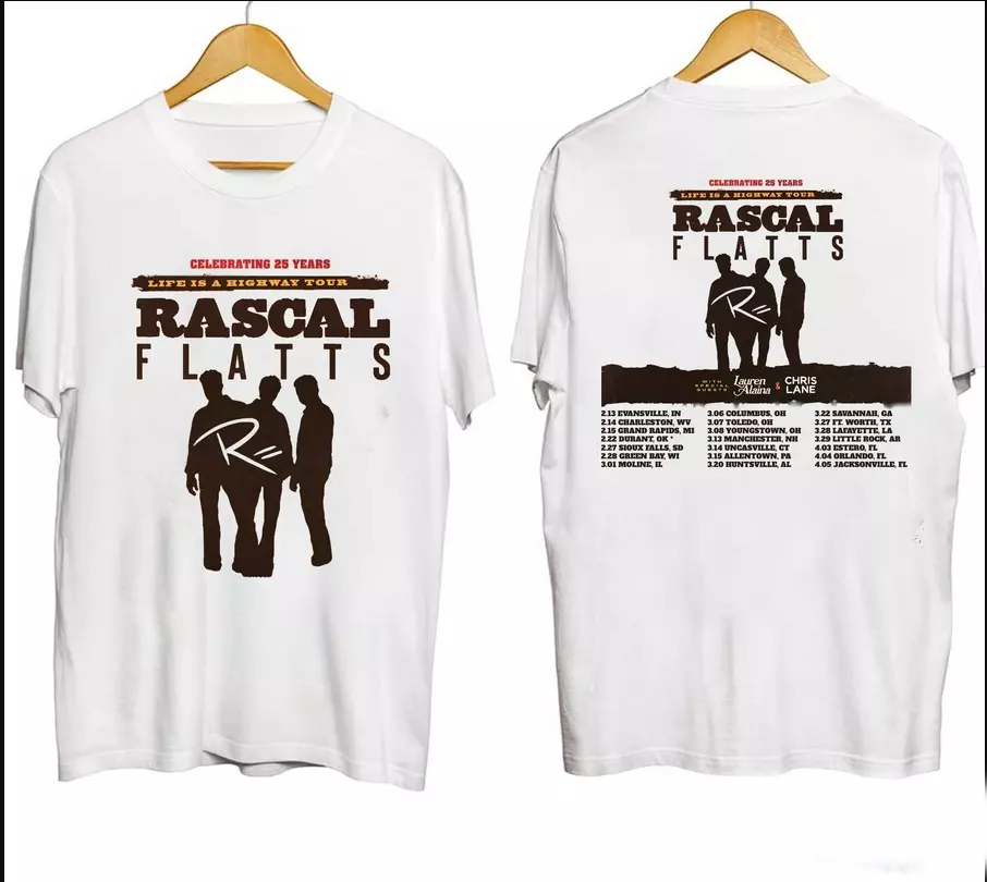 Rascal Flatts Life Is A Highway Tour 2025 Shirt, 2-Sided Printed