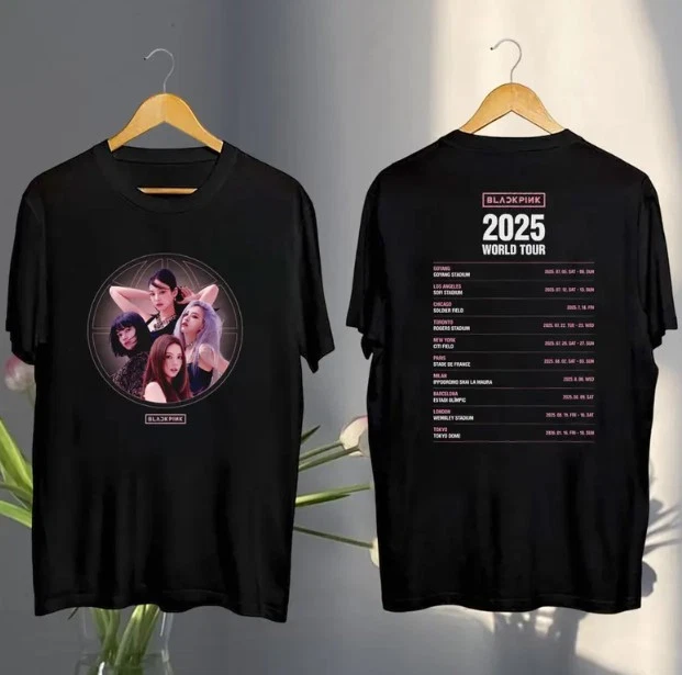 Shirt Black Pink 2025 Concert Tee, Black Pink World Tour 2025 New
