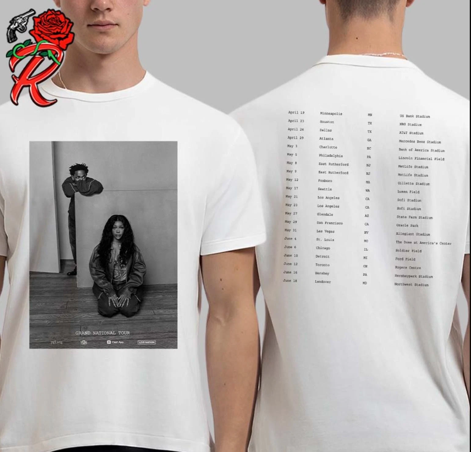 Kendrick Lamar X Sza Grand National Tour 2025 Two Sides Unisex Shirt