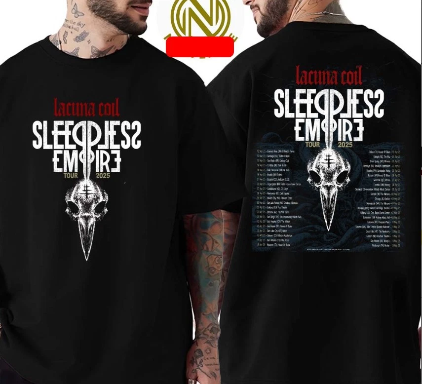 Lacuna Coil Sleepless Empire Tour 2025 For March April And May 2025 Tshirt