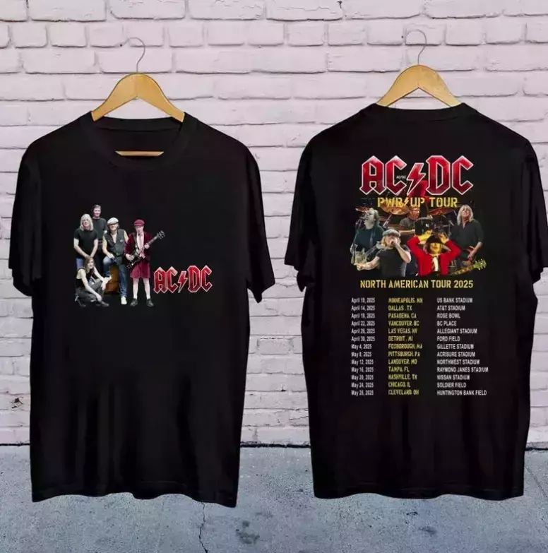 Shirt Acdc Band Tour 2025, Rock Band Acdc Pwr Up Concert