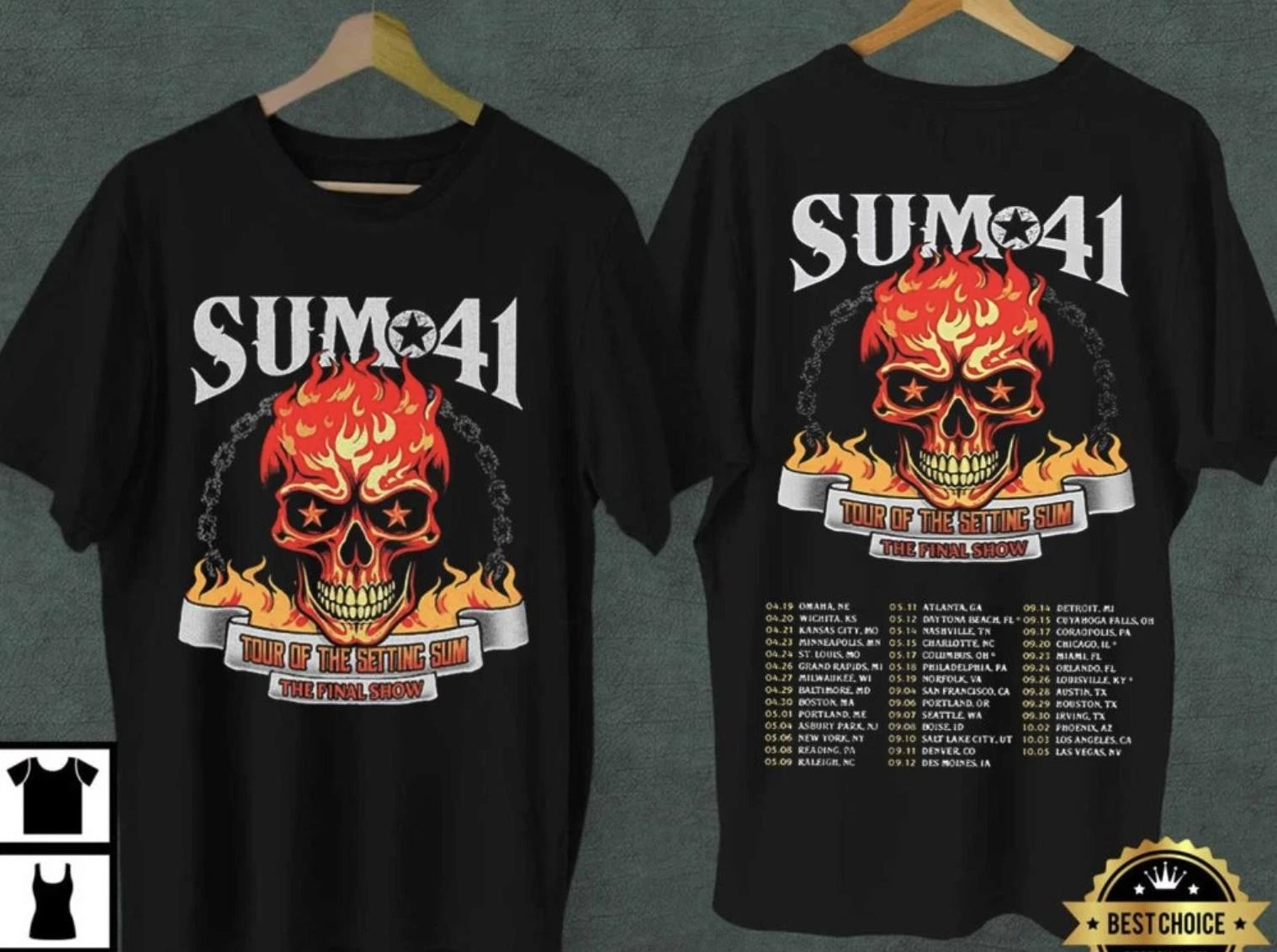 Sum 41 Tour Of The Setting Sum 2024-2025 Tour 2 Sided Shirt