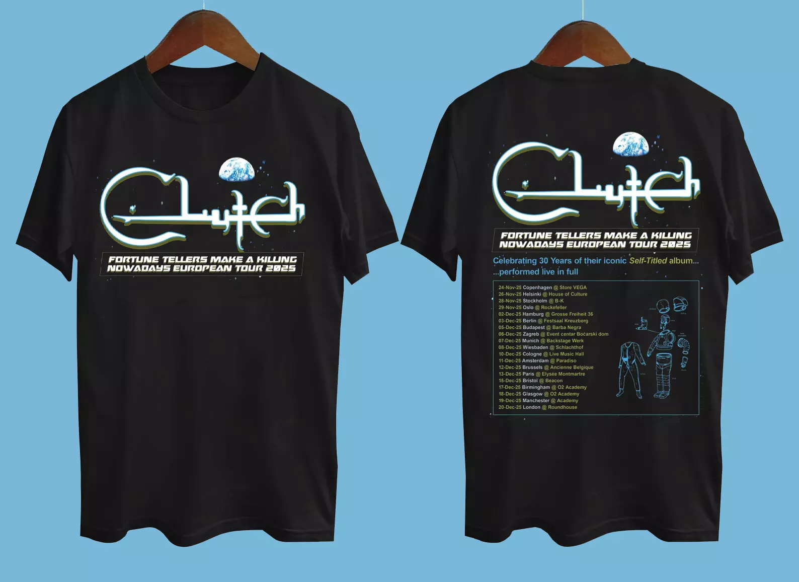 Shirt Clutch Band Tour 2025 Collection Double Side Black Pp210