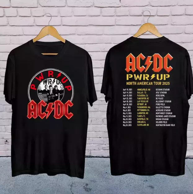 Acdc Pwr Up World Tour 2025 Shirt, Rock Band Acdc Tour 2025 Shirt