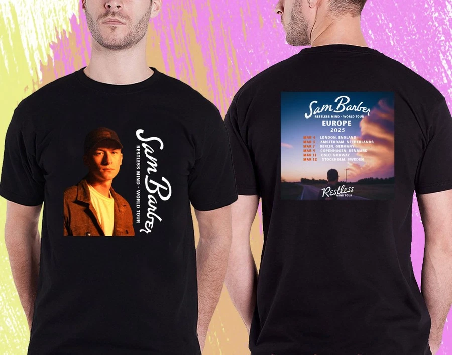 Shirt Sam Barber Restless Mind Europe Ukingdom Tour 2025 Sam Barber Black