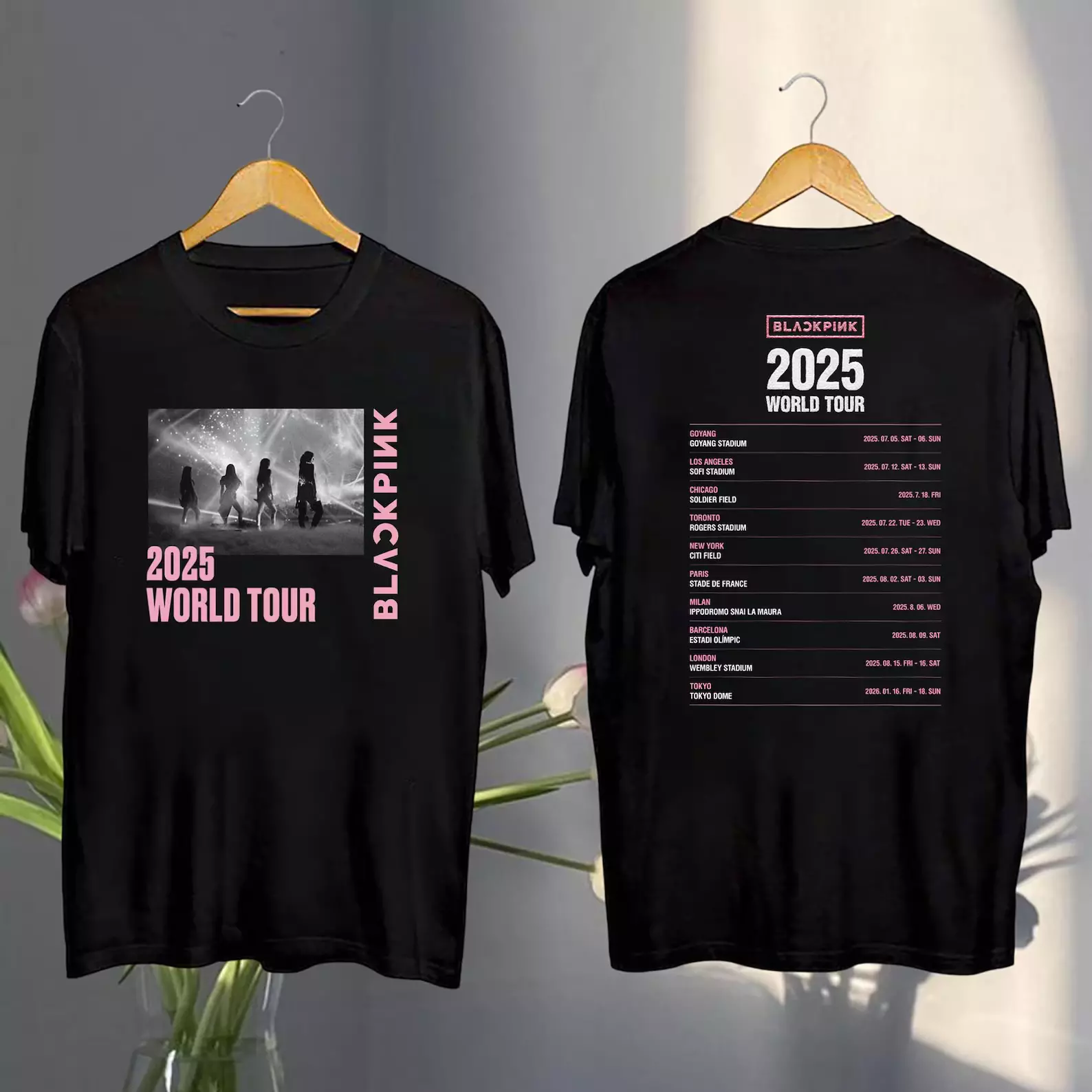 Shirt Black Pink World Tour 2025, Jisoo Jennie Lisa Rose Blink Gift, Black Pin