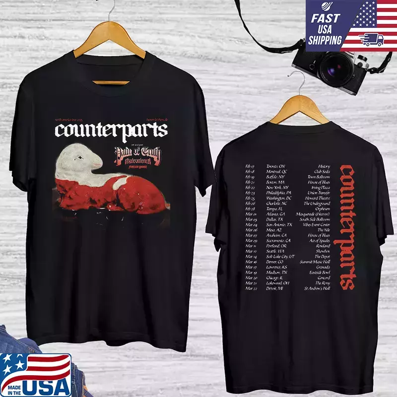 Shirt Counterparts Band North America Tour 2025 Double Sided 