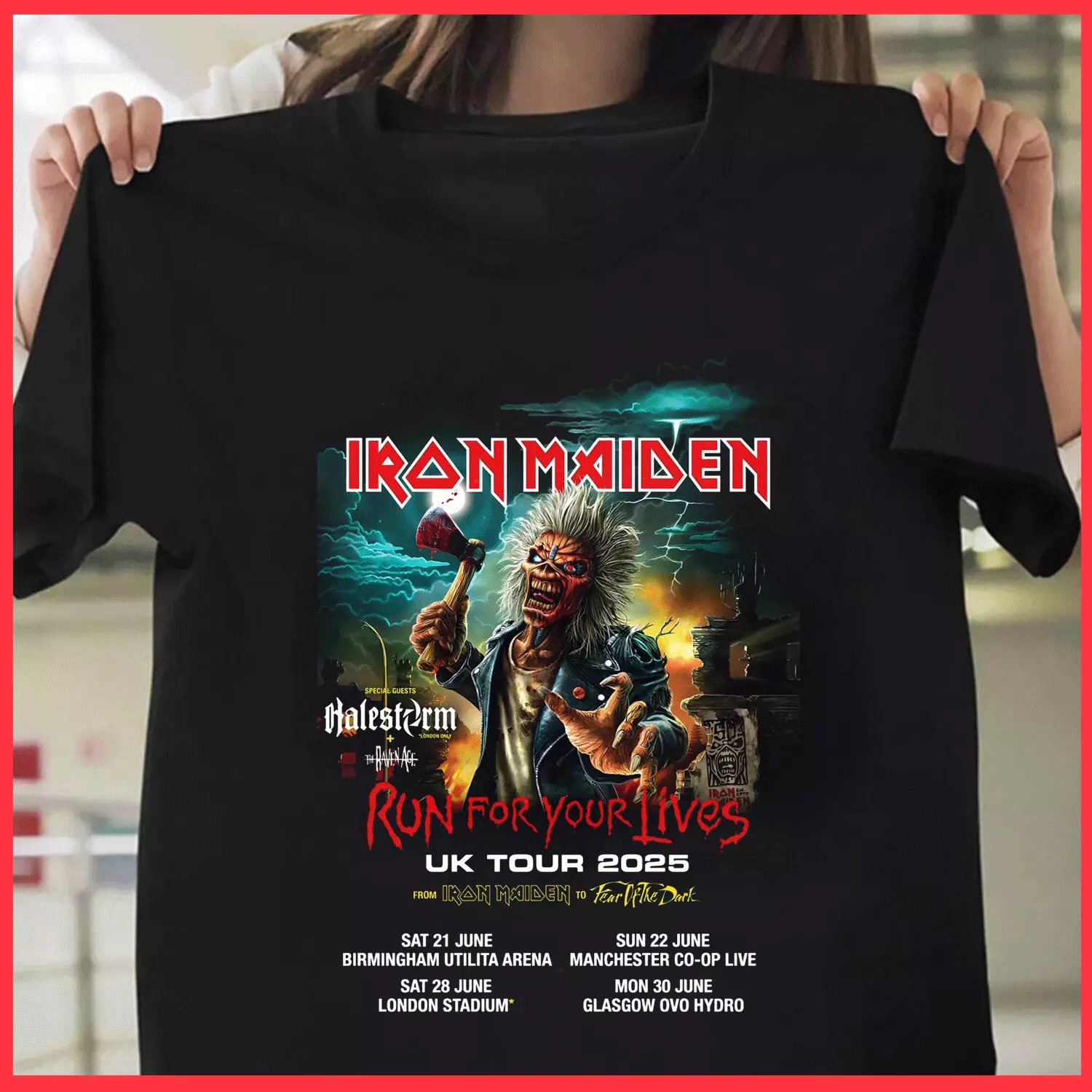 Iron Maiden Poster Uk Tour 2025 All Dates Rock Band For Iron Maiden Shirt