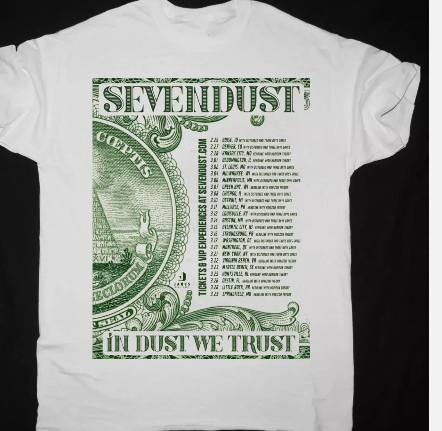 Sevendust - In Dust We Trust Tour 2025 White Shirt