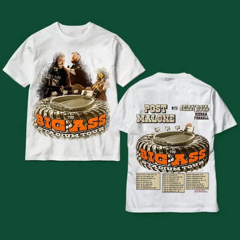 Posty Tshirt 2025 Post Malone Big Ass Stadium Tour Shirt