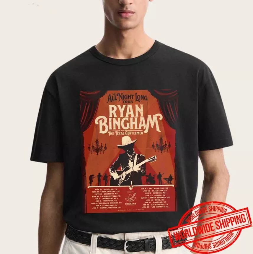 Ryan Bingham The All Night Long Tour 2025 Fan Gifts Unisex Shirt