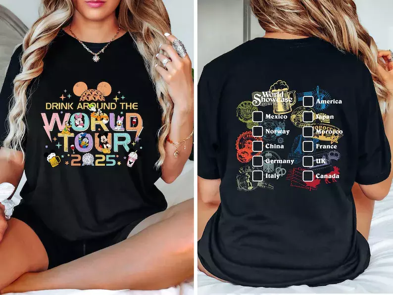 Epcot World Tour 2025 Shirt, Drink Around The World Tour Shirt