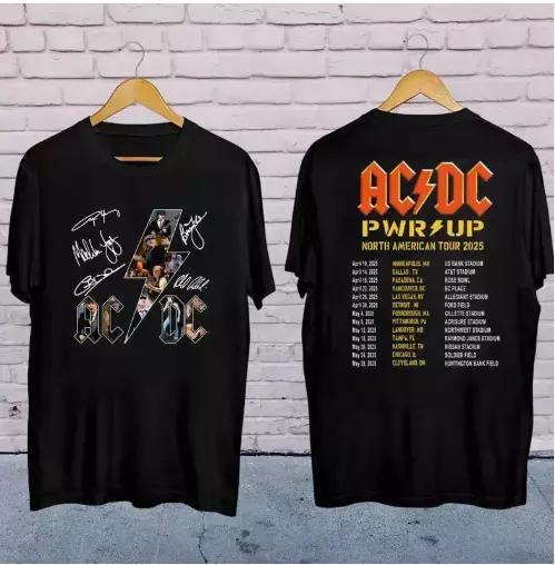 2025 Acdc Pwr Up World Tour Shirt, Rock Band Acdc Graphic Shirt, Acdc Band Fan G