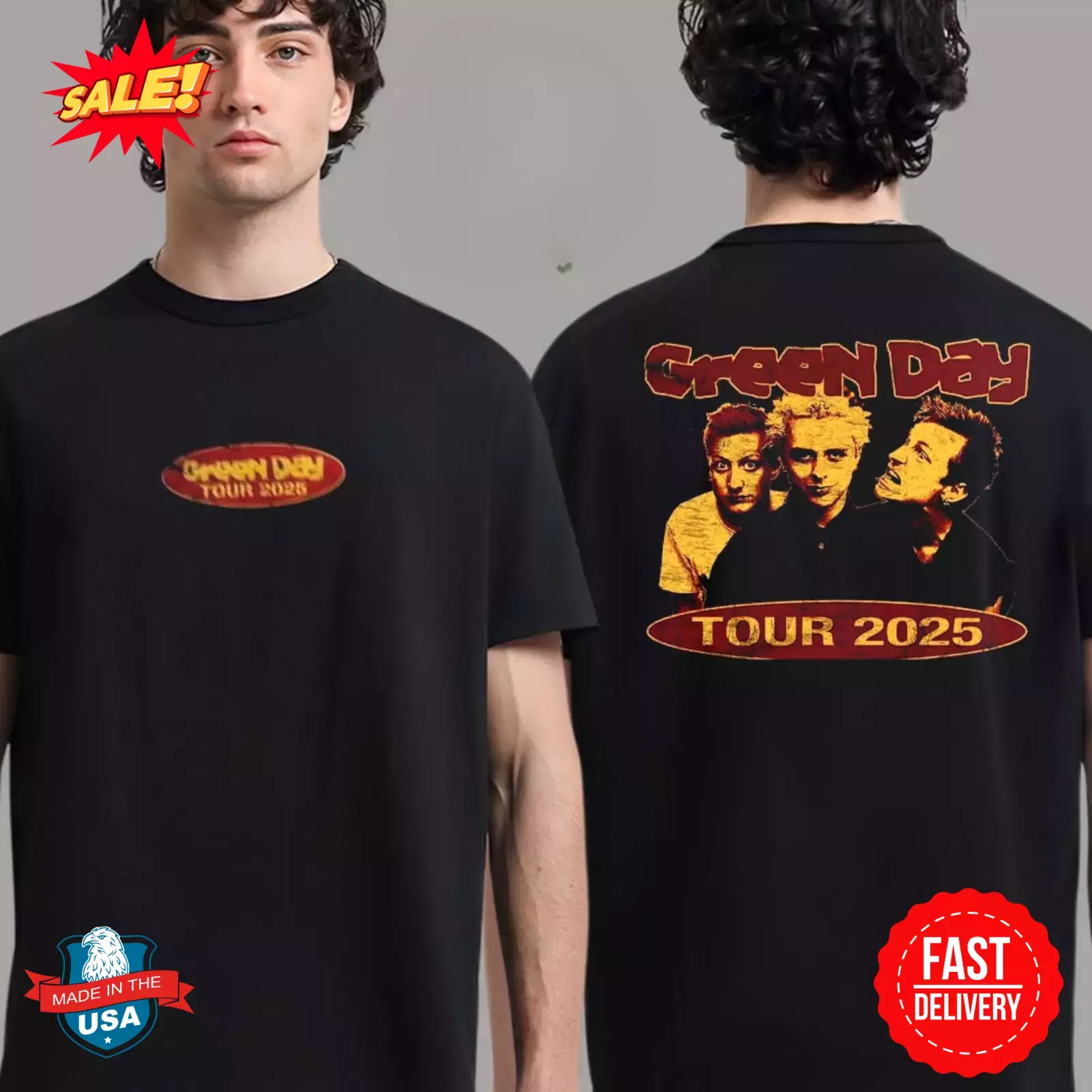 Green Day Tour 2025 Asia And Australia Merch Band Po Two Sides Shirt