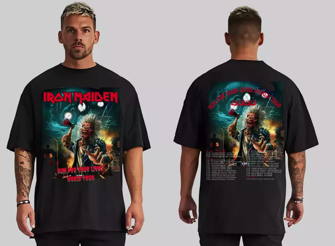 Iron Maiden Run For Your Lives World Tour 2025 Hard Rock Black Shirt
