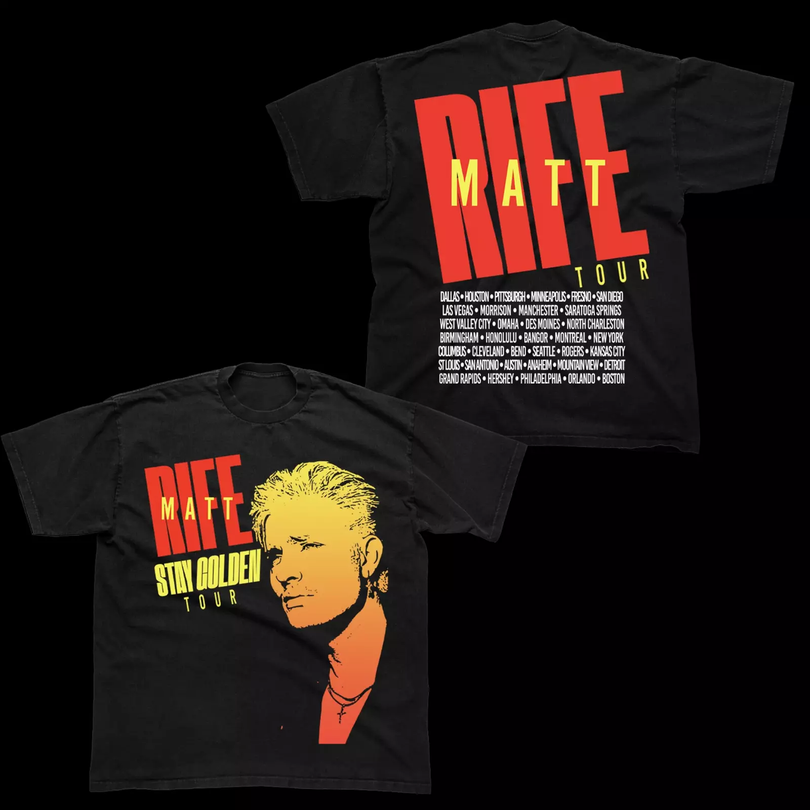 Matt Rife Stay Golden Tour 2025 Comedian 2 Sided Shirt Et1157