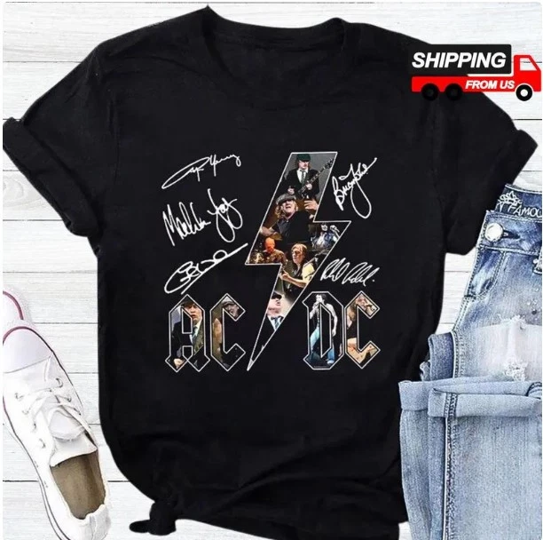Acdc Band 90S Vintage Shirt, Acdc Signatures Shirt, 2025Pwr Up World Tour