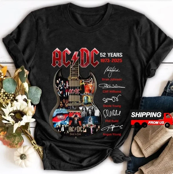 Acdc Power Up 2025 Tshirt, Acdc 52 Years Unisex Shirt, Pwr Up Tour Gift For Fan