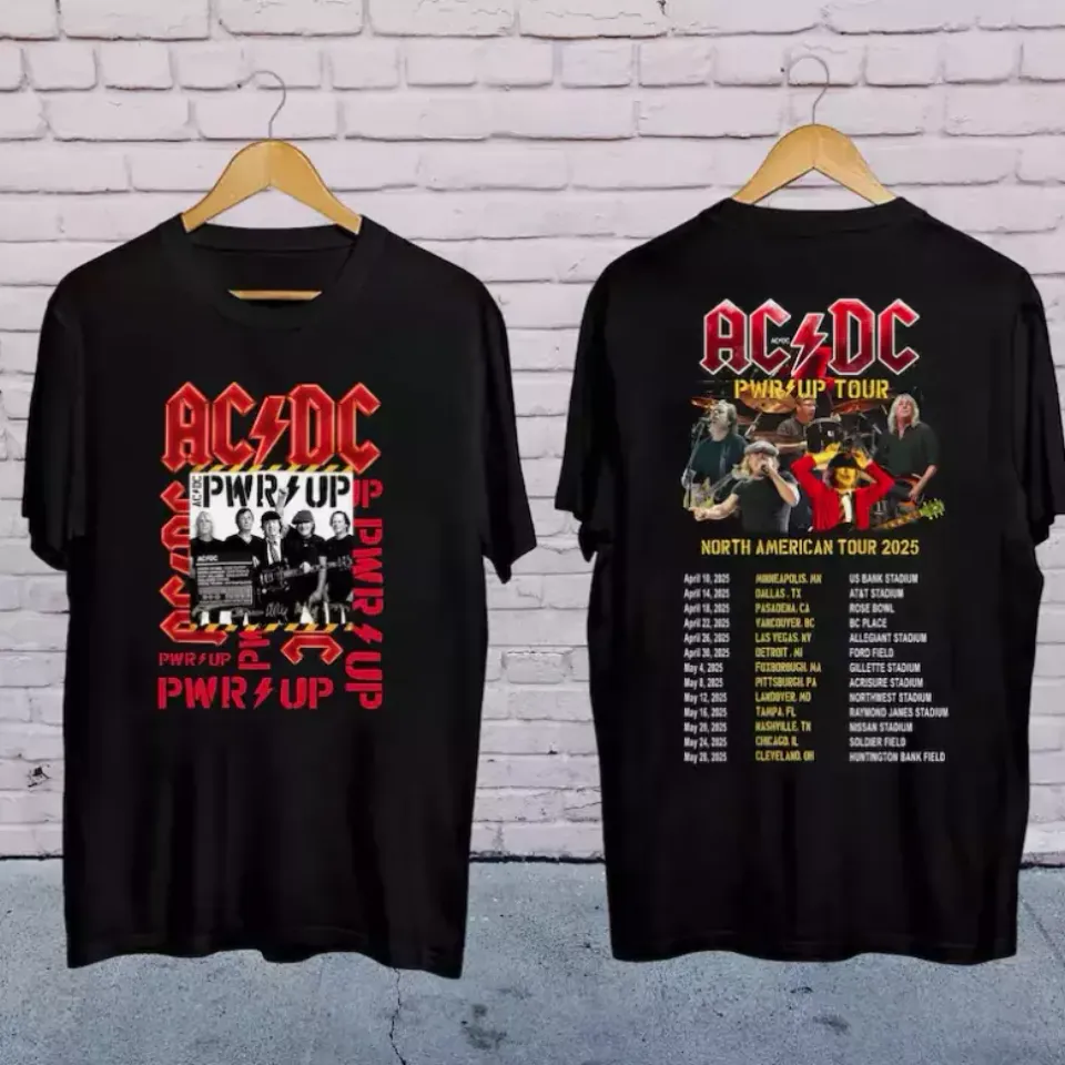 Ac-Dc Band World Tour 2025 Shirt, Rock Band Ac-Dc Pwr Up Concert 2025 Shirt