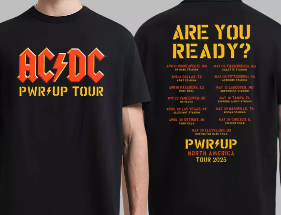 Ac-Dc Pwr Up 2025 Tour Dates Power Up North American 2025 Two Sides Shirt
