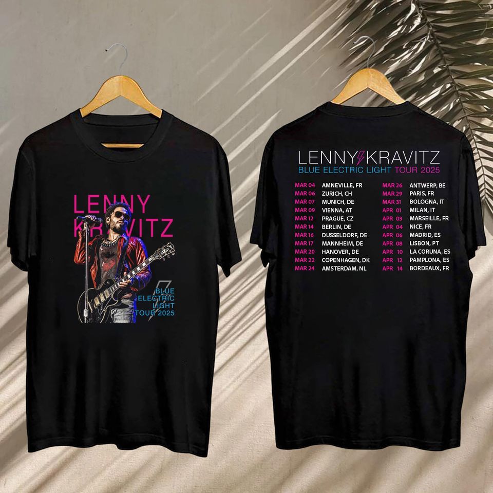 Lenny Kravitz Fan Gift, Lenny Kravitz Blue Electric Light Tour Tee, 2025 Lenny Kravitz Blue Electric Light Tour Shirt, Lenny Kravitz Concert