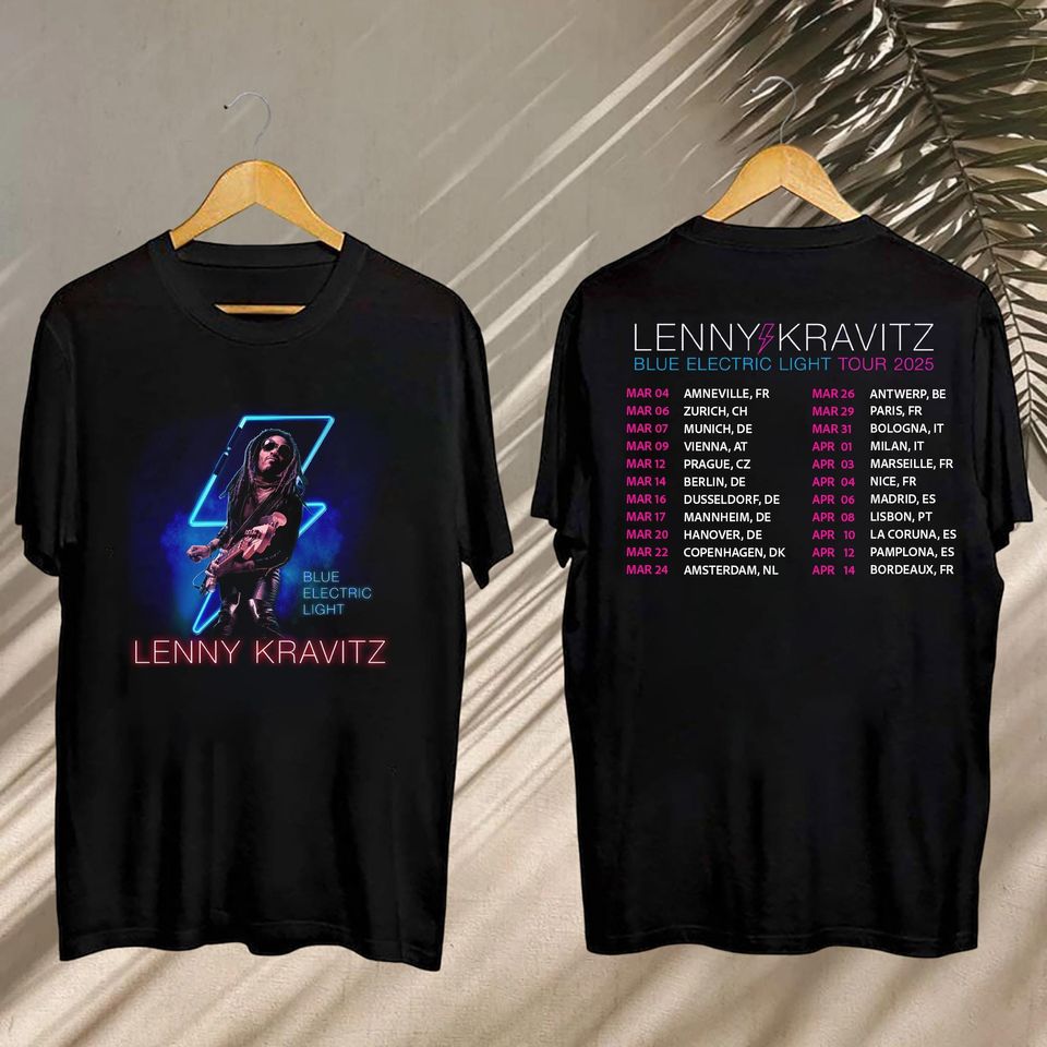 Lenny Kravitz Blue Electric Light Tour 2025 Tee, Lenny Kravitz Tshirt, Lenny Kravitz Blue Electric Light Tour Shirt, Lenny Kravitz Tour Gift