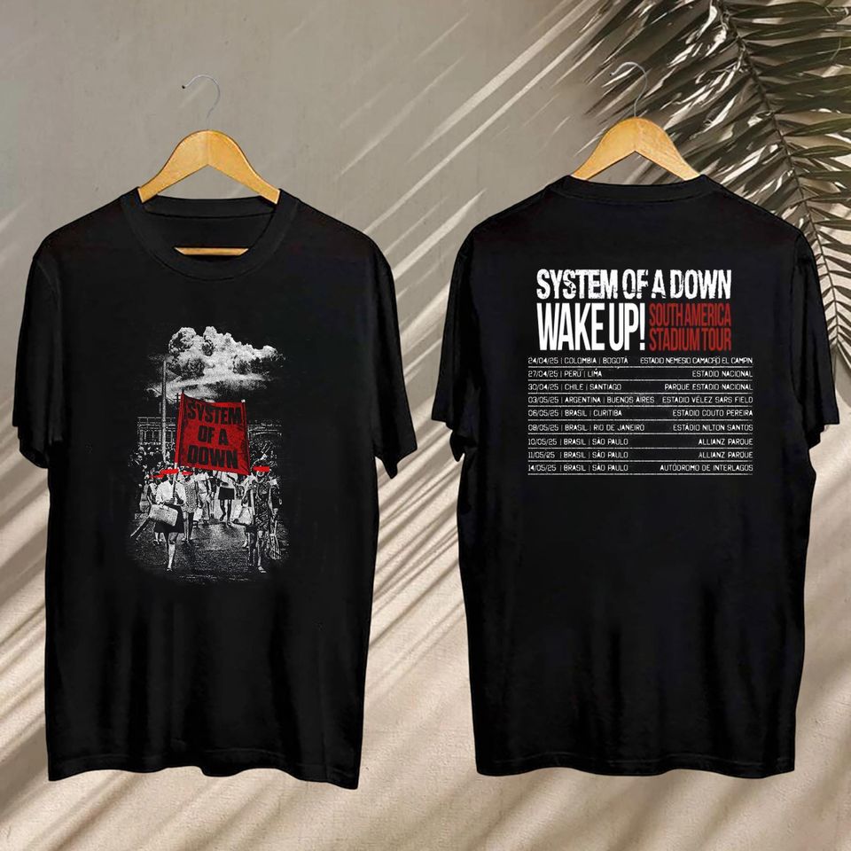 System Of Down Concert 2025 Tshirt, System Of Down Fan Shirt, System Of Down South America Stadium Tour Shirt