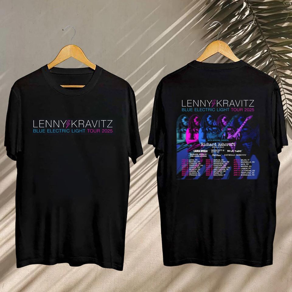 Lenny Kravitz 2025 Concershirt, Lenny Kravitz Blue Electric Light Tour 2025 Tee, Lenny Kravitz Tshirt, Lenny Kravitz Gift, Lenny Kravitz
