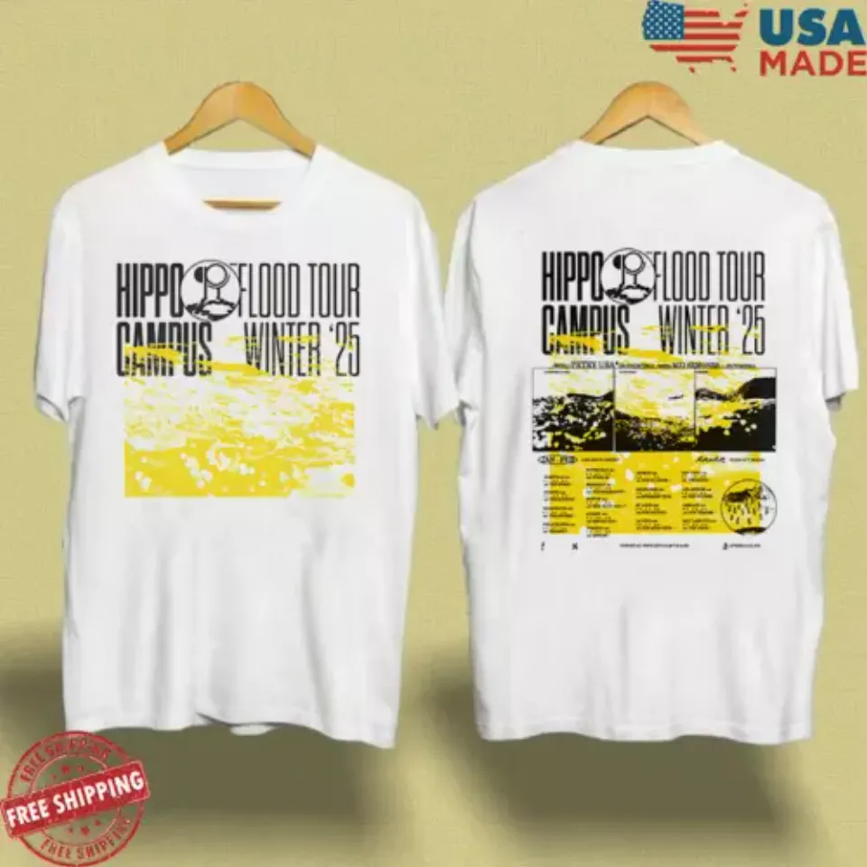 Hippo Campus Band Flood Tour 2025 Double Sided Shirt