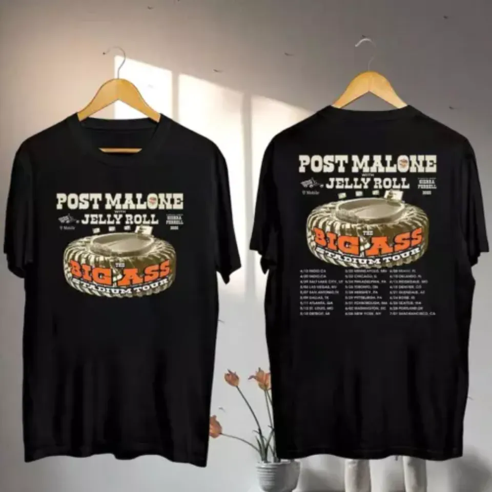 Post Malone Big Ass Stadium Tour 2025 Shirt, Post Malone And Jelly Roll Shirt