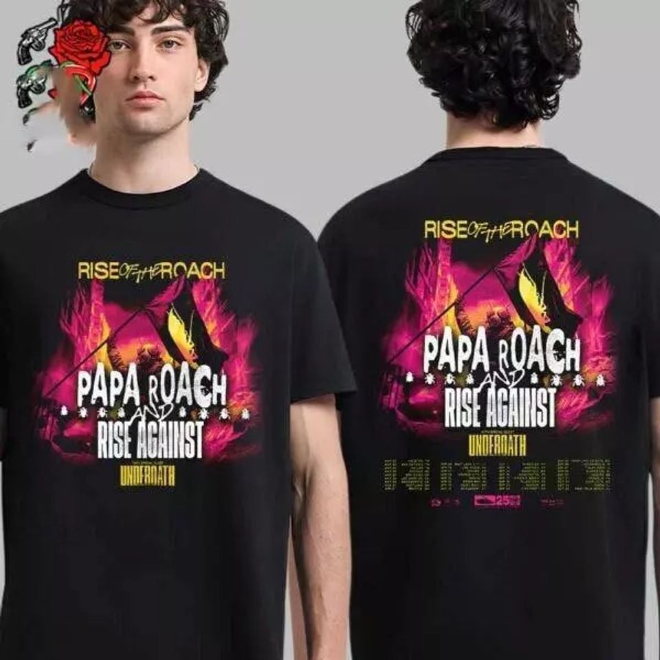 Papa Roach Rise Of The Roach Tour 2025 Double Sided Shirt