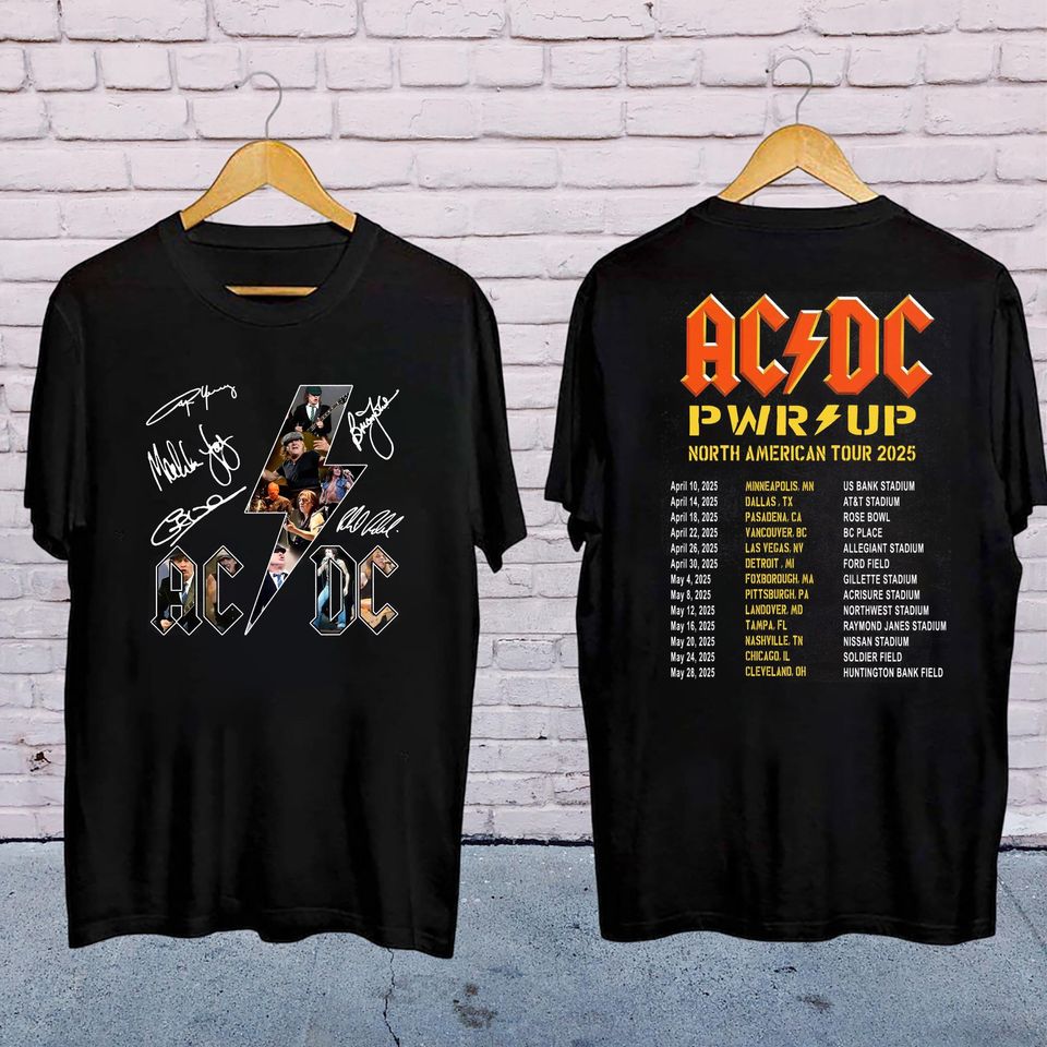 2025 Ac-Dc Pwr Up World Tour Shirt, Rock Band Ac-Dc Graphic Shirt