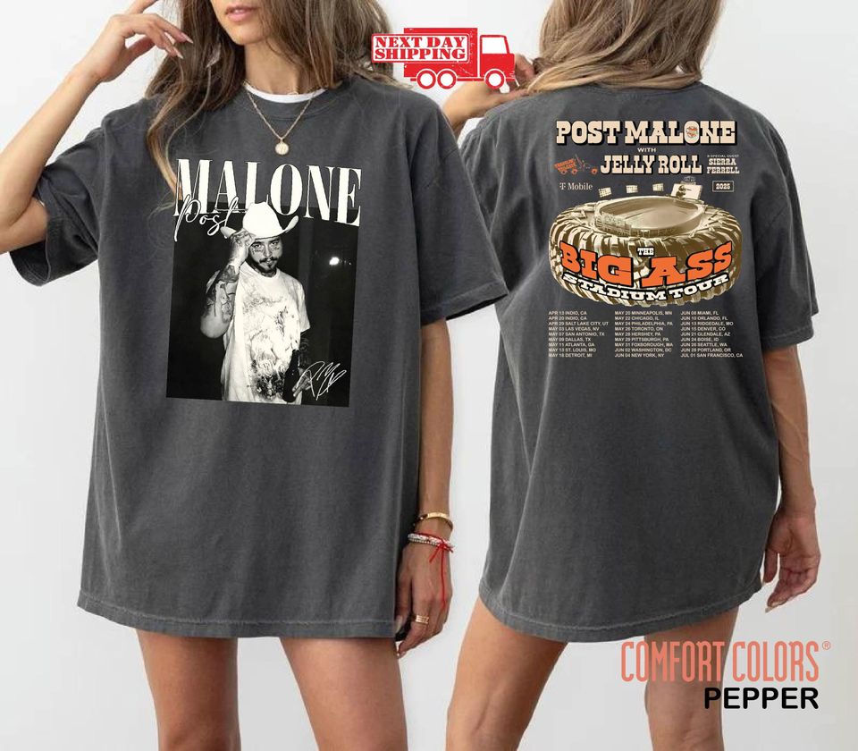Comfort Colors, Post Malone Big Ass Tour Shirt, 2025 Concert Dates, Malone Rap Music Long Sleeve, Posty Rapper Shirt