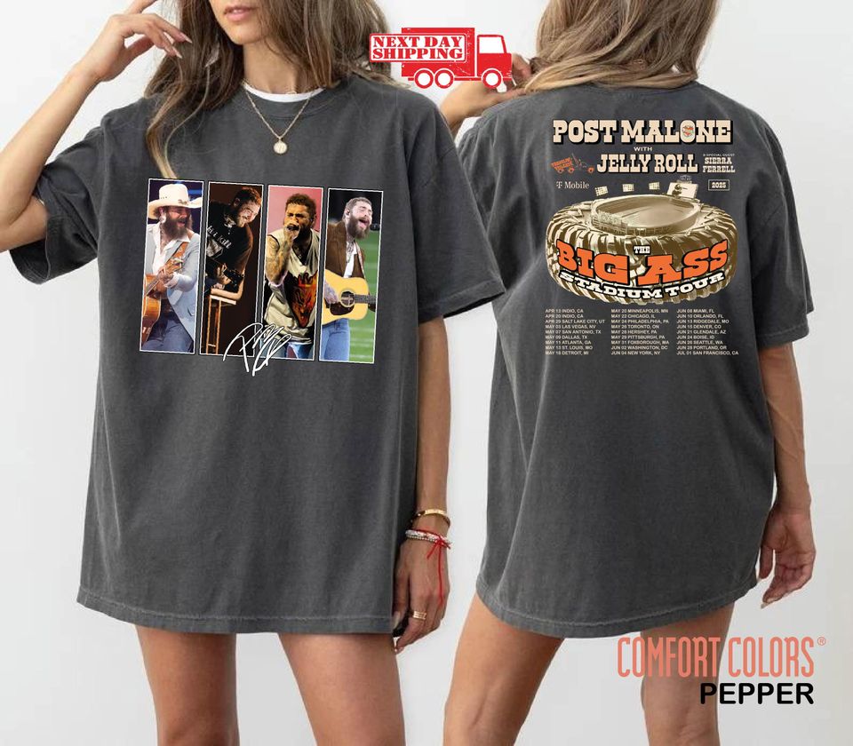 Comfort Colors, Post Malone Big Ass Tour Shirt, 2025 Concert Dates, Malone Rap Music Long Sleeve, Posty Rapper Shirt