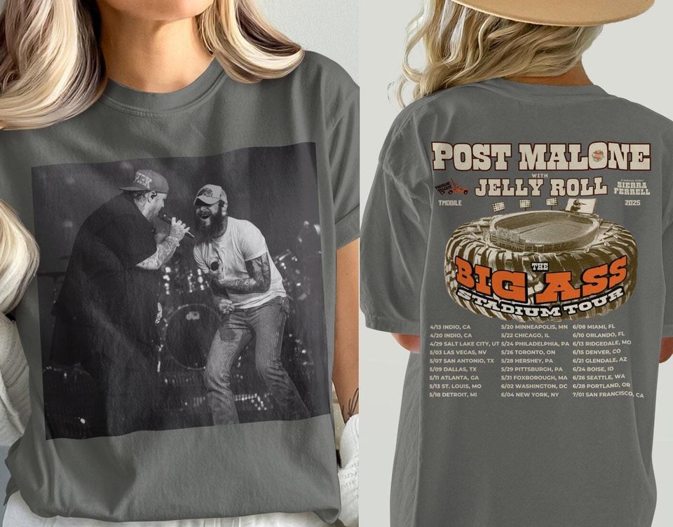 Post Malone Tee, Post Malone Shirt, Post Malone Tour, Big Ass Stadium Tour, Posty 2025 Tour, Jelly Roll, Jelly Roll Tour, Posty Tour Merch